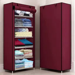 decent hut Multipurpose Foldable 6 Layer Wardrobe Shoe Rack, Almirah for Clothes PVC Collapsible Wardrobe-picture-10