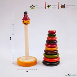 baalve Channapatna Handmade Wooden Stacking Toy – Montessori, Eco-Friendly for 1+Yr image 3