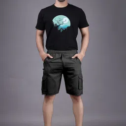 anagh enterprise Solid Men Black Cargo Shorts-picture-33