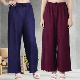 irha Pack of 2 Women Regular Fit Multicolor Viscose Rayon Trousers-picture-14