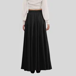 jyeshta Women Solid Flared Black Skirt image 2