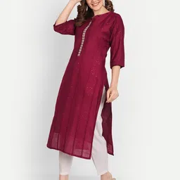 4u fashion Women Self Design Chanderi Straight Kurta image 3
