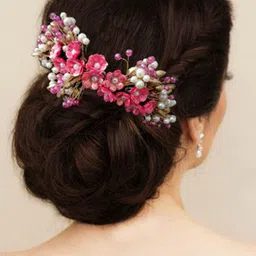 Hair Flare Women Artificial Flower Embellished Comb Pin image 3