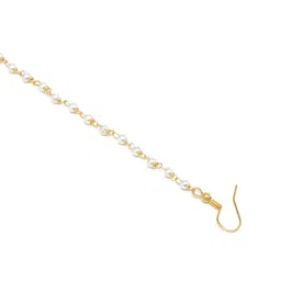 Ruby Raang Gold-Plated White Faux Kundan-Studded & Faux Pearl Beaded Handcrafted Maang Tika image 3