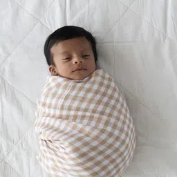 Tiber Taber Unisex Checked Summer Friendly Pure Malai Cotton Swaddle image 4