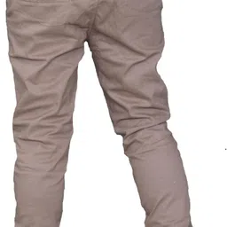 qfa Men Regular Fit Beige Cotton Blend Trousers image 2