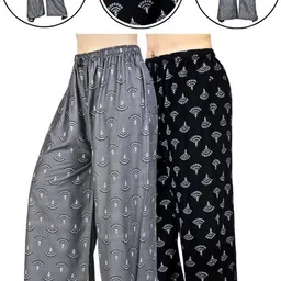 4k fashion Pack of 2 Women Relaxed Black, Grey Viscose Rayon Trousers image 1