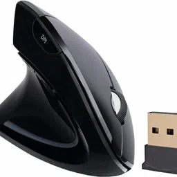 microware Ergonomic Mouse, Wireless Mouse 2.4ghz Optical Vertical Wireless Mice : Left Handed Mouse, Wireless 2.4G USB Left Hand Ergonomic Vertical Mouse, Less Noise - Black Wireless Ambidextrous OpticalGaming Mousewith Bluetooth-image-2