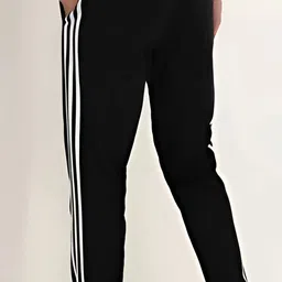 sark fashions Men Striped Black Track Pants image 3