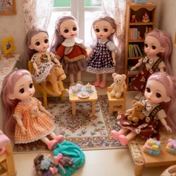 maadi Cute & Stylish 15cm Mini Long Hear, Fashion Doll Set with Movable Joint image 2