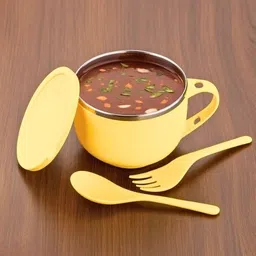 ssr trader Insulated Stainless Steel Noodle Bowl with Lid & Spoon Plastic Coffee Mug-picture-23