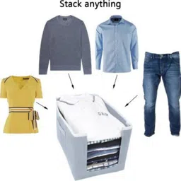 Tiarakrafts Non Woven Shirt Stacker Wardrobe Organizer Set - Grey Poly-canvas Laundry Bag image 2