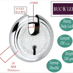 buckler Iron-Steel Main Gate,Main Door, Godown-Shutter Lock, 77MM,8 Levers with 4 Key Lock image 3