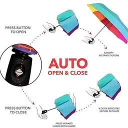 sharnga Rainbow Umbrella 3 Fold Auto Open & Close Wind & Rain Resistant Travel Umbrella image 5