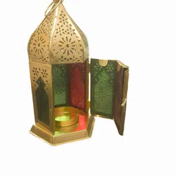 rsb handicrafts LAN-RSB Gold Iron Hanging Lantern image 2