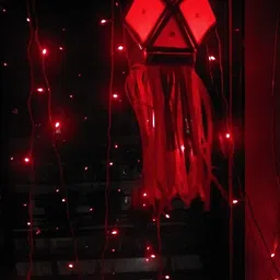 decocrafts Hand-Made Cloth Kandil Diwali Lamp/Diwali Festival Hanging Light Lantern White, Red Cloth Hanging Lantern image 2