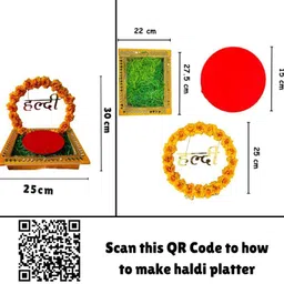 satyam kraft 1 pc Handcrafted Haldi Platter Holder Round haldi thali-Ideal for shaadi Decor Wood Decorative Platter image 5