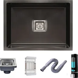 bowlsandmore | 24" x 18" x 10" | KITCHEN SINK WITH SOAP DISPENSER | HANDMADE KITCHEN SINK BLACK MATT FINISH VESSEL SINK Vessel Sink-picture-28