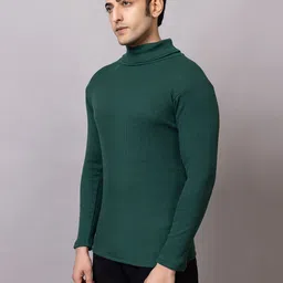 bab Men Solid High Neck Green Sweater image 3
