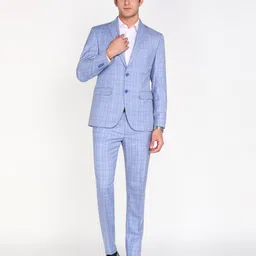 peter england Men 3 PC Suit Checkered Suit image 1