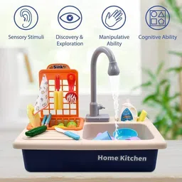 ashoojatex Kitchen Toys Water Play set with Running Water House Wash Up Kitchen Sets image 2