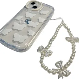 Snowys Shop Cute Pearl Bow Charm Phone Strap Wristlet for Girls | Mobile Charm for Women Phone Charm-picture-28