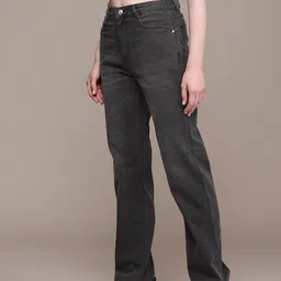 roadster Women Straight Fit High Rise Grey Jeans image 2