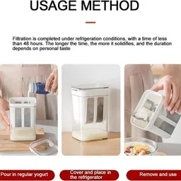 mysashop Hung Curd Strainer & Yogurt Filter – 1100ml Greek Yogurt Maker with Lid Strainer image 2