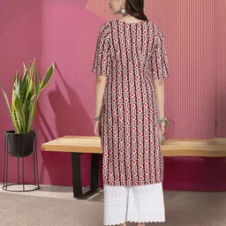 ethnicbasket Pack of 2 Women Floral Print Crepe Straight Kurta image 4