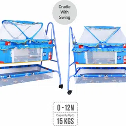 1st step Baby Swing Cradle Jhula with Mosquito Net And Storage Basket for New Born Baby image 2