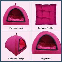 relexpet Cats Kittens Pet Hut House in Soft Velvet, Puppies and Small Dog Bed M Pet Bed image 4