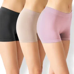 showstopperhub Pack of 3 Solid Women Multicolor Boxer Shorts-picture-11