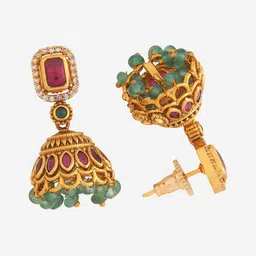 Kushal's Fashion Jewellery Gold Plated Stone Studded & Beaded Antique Jewellery Set image 2