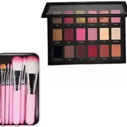 18 Multicolor Eyeshadow Pallete with Face Makeup Brush-image-12