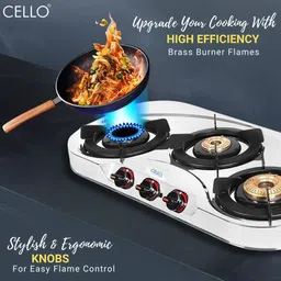 cello Coral High Powered Brass Burners with Manual Ignition, ISI Certified Stainless Steel Manual Gas Stove image 5