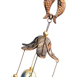 creeknest Metal Wind Chime for Home & Garden Feng Shui Good Luck Bell with Fish Design Stainless Steel, Wood Windchime image 2