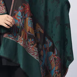stole and soul Woven Silk Women Green, Black Stole-picture-15