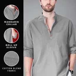 lenia Men Solid Cotton Blend A-line Kurta image 5