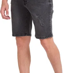 parx Solid Men Black Denim Shorts image 3