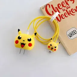YSTIFYRA Charger Cover for Samsung 25W Type C Adapter 360 Full Protection Cute Pikachu Cable Protector image 2