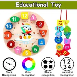 yuganshu Wooden Learning Clock with Bead Lace image 5