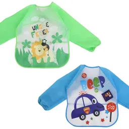bouchic 2 Pc Full Sleeves Waterproof Feeding Bib for Babies and Kids - Random Color-picture-15