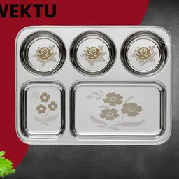 wektu Premium Stainless Steel Compartment Plates/Food Grade/5 in 1/Laser Print/1PC/9 Sectioned Plate-picture-27