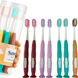 trekfriend Premium Toothbrush for Adults | Toothbrush Set with Cap & Jar | Family Pack Soft Toothbrush-picture-10