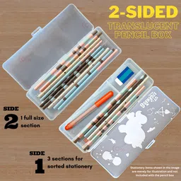 karbd Double Sided Translucent Hardtop Unicorn Arrow Design Art Plastic Pencil Box image 2