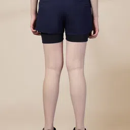 chkokko Solid Women Dark Blue Running Shorts image 2
