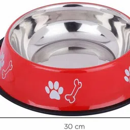 yimk Pet Bowl - Red for Dog & Cat, 1 L (ID-90) Round Stainless Steel Pet Bowl image 3