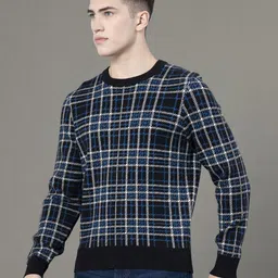 red tape Men Self Design Round Neck Black Sweater image 2