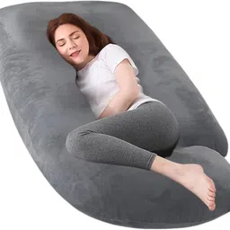 wild mint Polyester Fibre Pregnancy Pillow Pack of 1 Solid Ultra soft j shaped pillow image 2