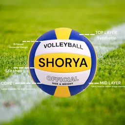 shorya SUPER SOFT SYNTHITIC HAND STICHED WITH NYLON NET Volleyball - Size: 4 image 3